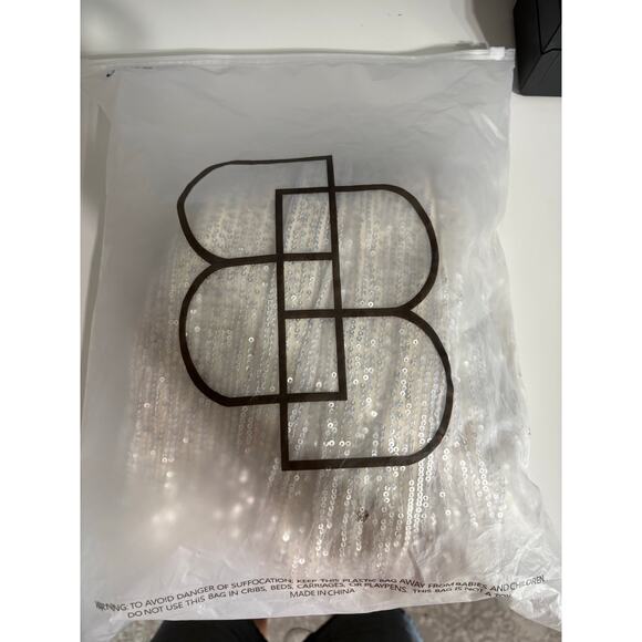 NWT Baltic Born Brussels Sequin Jumpsuit Ivory White Sparkly Holiday Sz L - Picture 10 of 10